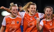 14 November 2020; Armagh players from left, Shauna Grey, Kelly Mallon and Aoife McCoy celebrate following the TG4 All-Ireland Senior Ladies Football Championship Round 3 match between Armagh and Mayo at Parnell Park in Dublin. Photo by Sam Barnes/Sportsfile