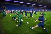 14 November 2020; Players warming up during a Republic of Ireland training session at Cardiff City Stadium in Cardiff, Wales. Photo by Stephen McCarthy/Sportsfile