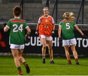 14 November 2020; Catherine Marley of Armagh celebrates after scoring her side's fourth goal during the TG4 All-Ireland Senior Ladies Football Championship Round 3 match between Armagh and Mayo at Parnell Park in Dublin. Photo by Sam Barnes/Sportsfile