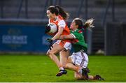 14 November 2020; Aimee Mackin of Armagh in action against Danielle Caldwell of Mayo during the TG4 All-Ireland Senior Ladies Football Championship Round 3 match between Armagh and Mayo at Parnell Park in Dublin. Photo by Sam Barnes/Sportsfile