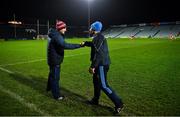14 November 2020; Cork manager Kieran Kingston, left, and Tipperary manager Liam Sheedy fist bump after the GAA Hurling All-Ireland Senior Championship Qualifier Round 2 match between Cork and Tipperary at LIT Gaelic Grounds in Limerick. Photo by Brendan Moran/Sportsfile