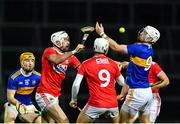 14 November 2020; Michael Breen of Tipperary in action against Luke Meade, right, and Tim O'Mahony of Cork during the GAA Hurling All-Ireland Senior Championship Qualifier Round 2 match between Cork and Tipperary at LIT Gaelic Grounds in Limerick. Photo by Daire Brennan/Sportsfile