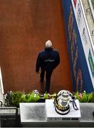 14 November 2020; Galway manager Shane O'Neill walks out underneath the Bob O'Keeffe Cup prior to the Leinster GAA Hurling Senior Championship Final match between Kilkenny and Galway at Croke Park in Dublin. Photo by Harry Murphy/Sportsfile