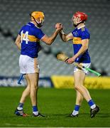 14 November 2020; Séamus Callanan, left, and Dillon Quirke of Tipperary celebrate after the GAA Hurling All-Ireland Senior Championship Qualifier Round 2 match between Cork and Tipperary at LIT Gaelic Grounds in Limerick. Photo by Daire Brennan/Sportsfile