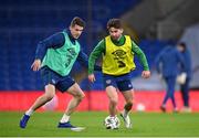 14 November 2020; Sean Maguire, right, in action against Darragh Lenihan during a Republic of Ireland training session at Cardiff City Stadium in Cardiff, Wales. Photo by Stephen McCarthy/Sportsfile