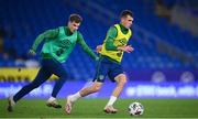 14 November 2020; Jason Knight, right, in action against Jayson Molumby during a Republic of Ireland training session at Cardiff City Stadium in Cardiff, Wales. Photo by Stephen McCarthy/Sportsfile