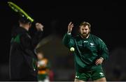 14 November 2020; Paddy McAllister of Connacht with coach Nigel Carolan prior to the Guinness PRO14 match between Connacht and Scarlets at Sportsground in Galway. Photo by David Fitzgerald/Sportsfile