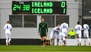15 November 2020; Connor Ronan of Republic of Ireland reacts after conceding a goal during the UEFA European U21 Championship Qualifier match between Republic of Ireland and Iceland at Tallaght Stadium in Dublin.  Photo by Harry Murphy/Sportsfile