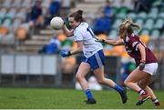 15 November 2020; Lauren Garland of Monaghan in action against Lynsey Noone of Galway during the TG4 All-Ireland Senior Ladies Football Championship Round 3 match between Galway and Monaghan at Páirc Seán Mac Diarmada in Carrick-on-Shannon, Leitrim. Photo by Sam Barnes/Sportsfile