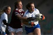 15 November 2020; Louise Kerley of Monaghan in action against Louise Ward of Galway during the TG4 All-Ireland Senior Ladies Football Championship Round 3 match between Galway and Monaghan at Páirc Seán Mac Diarmada in Carrick-on-Shannon, Leitrim. Photo by Sam Barnes/Sportsfile