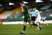 15 November 2020; Lee O’Connor of Republic of Ireland reacts to a missed shot on goal during the UEFA European U21 Championship Qualifier match between Republic of Ireland and Iceland at Tallaght Stadium in Dublin.  Photo by Harry Murphy/Sportsfile