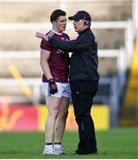 15 November 2020; Galway manager Padraic Joyce speaks to Shane Walsh of Galway during the Connacht GAA Football Senior Championship Final match between Galway and Mayo at Pearse Stadium in Galway. Photo by Ramsey Cardy/Sportsfile