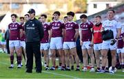 15 November 2020; Galway manager Padraic Joyce and his team during the playing of the National Anthem ahead of the Connacht GAA Football Senior Championship Final match between Galway and Mayo at Pearse Stadium in Galway. Photo by Ramsey Cardy/Sportsfile