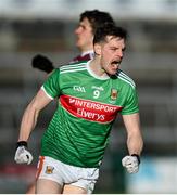 15 November 2020; Matthew Ruane of Mayo celebrates a point during the Connacht GAA Football Senior Championship Final match between Galway and Mayo at Pearse Stadium in Galway. Photo by Ramsey Cardy/Sportsfile