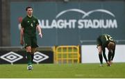 15 November 2020; Conor Masterson of Republic of Ireland, left, reacts after conceding a second goal during the UEFA European U21 Championship Qualifier match between Republic of Ireland and Iceland at Tallaght Stadium in Dublin.  Photo by Harry Murphy/Sportsfile