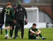 15 November 2020; Lee O’Connor of Republic of Ireland, right, looks dejected following the UEFA European U21 Championship Qualifier match between Republic of Ireland and Iceland at Tallaght Stadium in Dublin.  Photo by Harry Murphy/Sportsfile