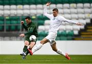 15 November 2020; Troy Parrott of Republic of Ireland has a shot on goal under pressure from Ari Leifsson of Iceland during the UEFA European U21 Championship Qualifier match between Republic of Ireland and Iceland at Tallaght Stadium in Dublin.  Photo by Harry Murphy/Sportsfile
