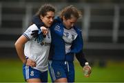 15 November 2020; Lauren Garland, right, and Louise Kerley of Monaghan leave the field dejected following their sides defeat in the TG4 All-Ireland Senior Ladies Football Championship Round 3 match between Galway and Monaghan at Páirc Seán Mac Diarmada in Carrick-on-Shannon, Leitrim. Photo by Sam Barnes/Sportsfile
