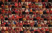 15 November 2020; Photographs of Munster supporters are seen in the West Stand during the Guinness PRO14 match between Munster and Ospreys at Thomond Park in Limerick. Photo by Diarmuid Greene/Sportsfile