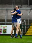 15 November 2020; Gearóid McKiernan, right, and Luke Fortune celebrate after the Ulster GAA Football Senior Championship Semi-Final match between Cavan and Down at Athletic Grounds in Armagh. Photo by Dáire Brennan/Sportsfile