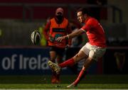 15 November 2020; JJ Hanrahan of Munster kicks a convertion against the Ospreys during the Guinness PRO14 match between Munster and Ospreys at Thomond Park in Limerick. Photo by Matt Browne/Sportsfile
