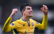 15 November 2020; Rob Manley of Longford Town celebrates after scoring his side's first goal during the SSE Airtricity League Play-off Final match between Shelbourne and Longford Town at Richmond Park in Dublin. Photo by Ben McShane/Sportsfile