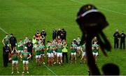 15 November 2020; Mayo players look on as captain Aidan O'Shea lifts the cup following the Connacht GAA Football Senior Championship Final match between Galway and Mayo at Pearse Stadium in Galway. Photo by David Fitzgerald/Sportsfile