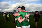 15 November 2020; Stephen Coen and Aidan O'Shea of Mayo embrace following the Connacht GAA Football Senior Championship Final match between Galway and Mayo at Pearse Stadium in Galway. Photo by David Fitzgerald/Sportsfile