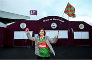 15 November 2020; Mayo supporter Cathy Higgins from Kiltamagh, Co Mayo, outside the ground following the Connacht GAA Football Senior Championship Final match between Galway and Mayo at Pearse Stadium in Galway. Photo by David Fitzgerald/Sportsfile