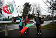 15 November 2020; Lee Keegan of Mayo with supporters Ann Marie and Annabelle Kenny from Annaghdown, Co Galway following the Connacht GAA Football Senior Championship Final match between Galway and Mayo at Pearse Stadium in Galway. Photo by David Fitzgerald/Sportsfile