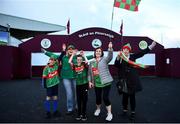 15 November 2020; Mayo supporters, the Higgins family, from left, Daithi, age 8, Sinead, Leela, age 10, Kathy and Paula following the Connacht GAA Football Senior Championship Final match between Galway and Mayo at Pearse Stadium in Galway. Photo by David Fitzgerald/Sportsfile