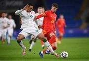 15 November 2020; Adam Idah of Republic of Ireland in action against Chris Mepham of Wales during the UEFA Nations League B match between Wales and Republic of Ireland at Cardiff City Stadium in Cardiff, Wales. Photo by Stephen McCarthy/Sportsfile