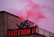 15 November 2020; Longford Town supporters celebrate following the SSE Airtricity League Play-off Final match between Shelbourne and Longford Town at Richmond Park in Dublin. Photo by Ben McShane/Sportsfile