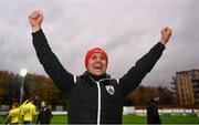 15 November 2020; Longford Town manager Daire Doyle celebrates following the SSE Airtricity League Play-off Final match between Shelbourne and Longford Town at Richmond Park in Dublin. Photo by Harry Murphy/Sportsfile