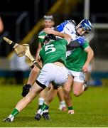 15 November 2020; Diarmaid Byrnes of Limerick breaks his hurley blocking an attempt of Kieran Bennett of Waterford during the Munster GAA Hurling Senior Championship Final match between Limerick and Waterford at Semple Stadium in Thurles, Tipperary. Photo by Brendan Moran/Sportsfile