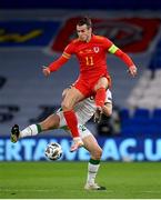 15 November 2020; Gareth Bale of Wales in action against Dara O'Shea of Republic of Ireland during the UEFA Nations League B match between Wales and Republic of Ireland at Cardiff City Stadium in Cardiff, Wales. Photo by Stephen McCarthy/Sportsfile