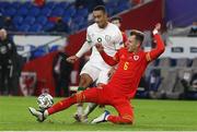 15 November 2020; Adam Idah of Republic of Ireland in action against Joe Rodon of Wales during the UEFA Nations League B match between Wales and Republic of Ireland at Cardiff City Stadium in Cardiff, Wales. Photo by Chris Fairweather /Sportsfile