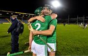 15 November 2020; Diarmaid Byrnes, right, and Sean Finn of Limerick celebrate after the Munster GAA Hurling Senior Championship Final match between Limerick and Waterford at Semple Stadium in Thurles, Tipperary. Photo by Brendan Moran/Sportsfile