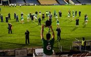 15 November 2020; Limerick captain Declan Hannon lifts the cup in front of his team-mates in an empty stadium after the Munster GAA Hurling Senior Championship Final match between Limerick and Waterford at Semple Stadium in Thurles, Tipperary. Photo by Brendan Moran/Sportsfile