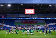 15 November 2020; Republic of Ireland players prior to the UEFA Nations League B match between Wales and Republic of Ireland at Cardiff City Stadium in Cardiff, Wales. Photo by Stephen McCarthy/Sportsfile
