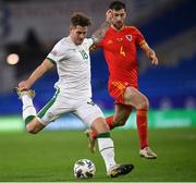 15 November 2020; James Collins of Republic of Ireland in action against Ben Davies of Wales during the UEFA Nations League B match between Wales and Republic of Ireland at Cardiff City Stadium in Cardiff, Wales. Photo by Stephen McCarthy/Sportsfile