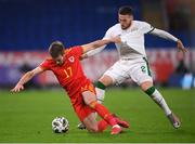 15 November 2020; Rhys Norrington-Davies of Wales in action against Matt Doherty of Republic of Ireland during the UEFA Nations League B match between Wales and Republic of Ireland at Cardiff City Stadium in Cardiff, Wales. Photo by Stephen McCarthy/Sportsfile