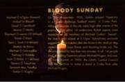 16 November 2020; Uachtarán CLG John Horan lights a candle at the Bloody Sunday memorial in Croke Park. In lieu of a larger commemorative event at Croke Park, the GAA is encouraging members, supporters and the wider public to light a candle at dusk this Saturday 21 November, remembering the 14 lives lost that day 100 years ago. Photo by Brendan Moran/Sportsfile