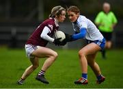 15 November 2020; Tracey Leonard of Galway in action against Nicola Fahy of Monaghan during the TG4 All-Ireland Senior Ladies Football Championship Round 3 match between Galway and Monaghan at Páirc Seán Mac Diarmada in Carrick-on-Shannon, Leitrim. Photo by Sam Barnes/Sportsfile