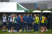 16 November 2020; Manager Stephen Kenny speaks to his players during a Republic of Ireland training session at FAI National Training Centre in Abbotstown, Dublin. Photo by Stephen McCarthy/Sportsfile