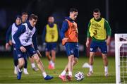 16 November 2020; Aaron McEneff and Darragh Lenihan, left, during a Republic of Ireland training session at the FAI National Training Centre in Abbotstown, Dublin. Photo by Stephen McCarthy/Sportsfile