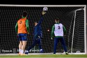 16 November 2020; Mark Travers makes a save during a Republic of Ireland training session at the FAI National Training Centre in Abbotstown, Dublin. Photo by Stephen McCarthy/Sportsfile