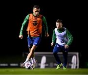 16 November 2020; Graham Burke, left, and Jack Byrne during a Republic of Ireland training session at the FAI National Training Centre in Abbotstown, Dublin. Photo by Stephen McCarthy/Sportsfile