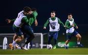 16 November 2020; Jack Byrne with team-mates, from left, Sean Maguire, Cyrus Christie and Josh Cullen during a Republic of Ireland training session at the FAI National Training Centre in Abbotstown, Dublin. Photo by Stephen McCarthy/Sportsfile