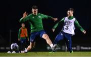 16 November 2020; Jack Byrne, right, and Ciaran Clark during a Republic of Ireland training session at the FAI National Training Centre in Abbotstown, Dublin. Photo by Stephen McCarthy/Sportsfile